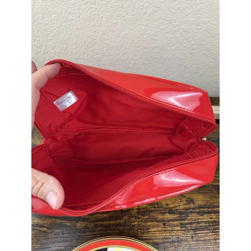 Christian‎ Lacroix Rouge Avon Makeup Bag Red Patent Cosmetic Zip Pouch